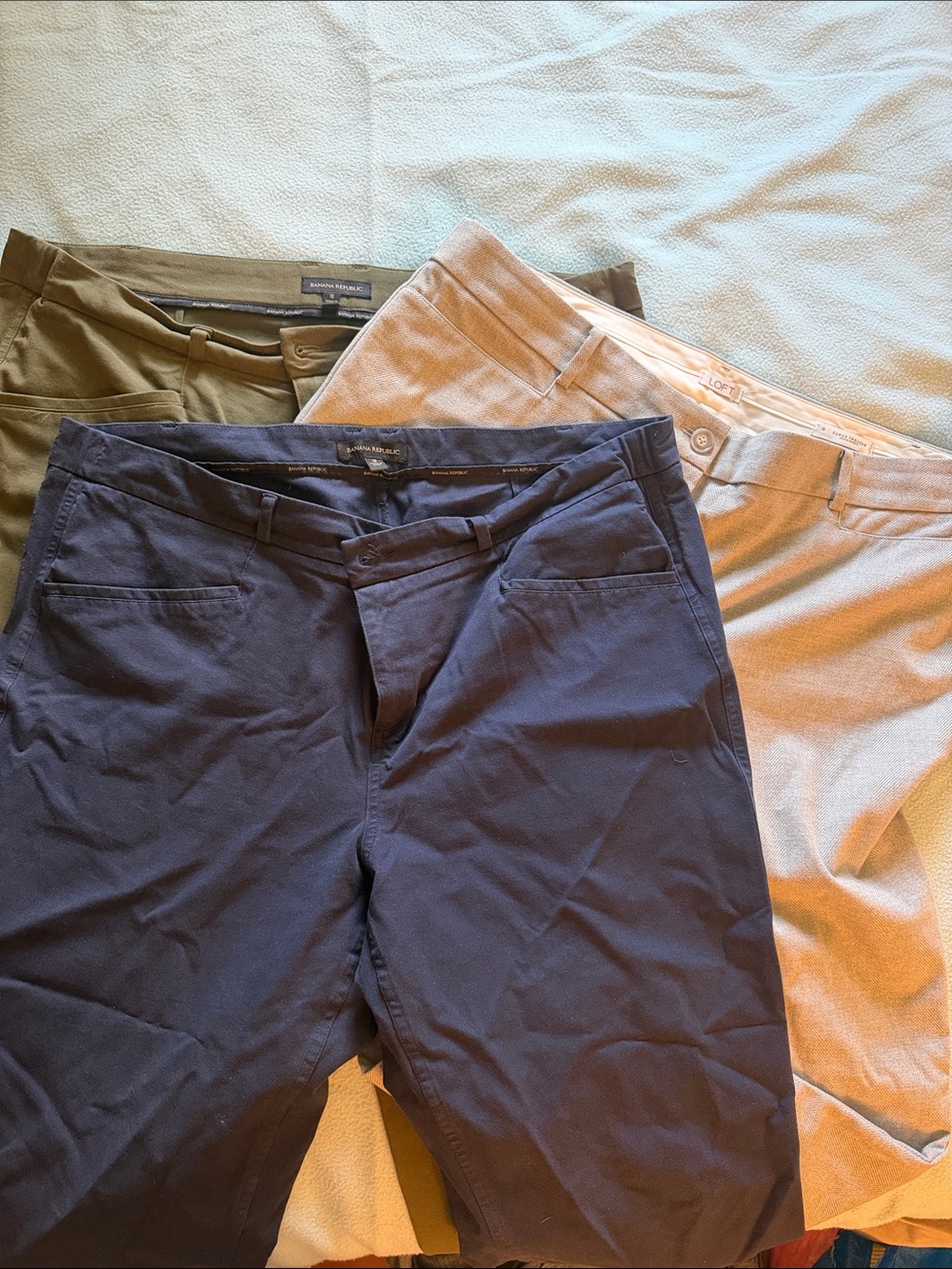 Banana Republic Women's Navy, Olive & Tan Chino Trio